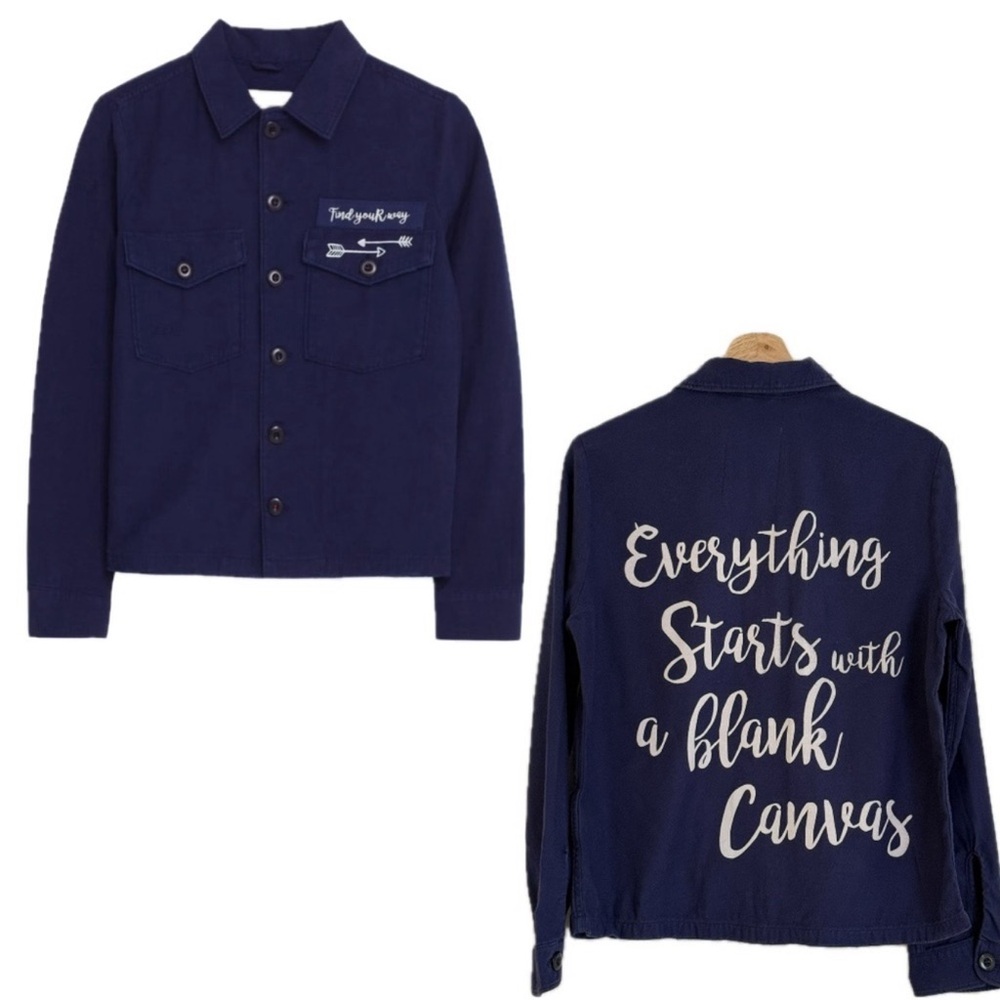 Zara Vintage Style Navy Blue Shirt Jacket / Overshirt, Size S, 100% Cotton